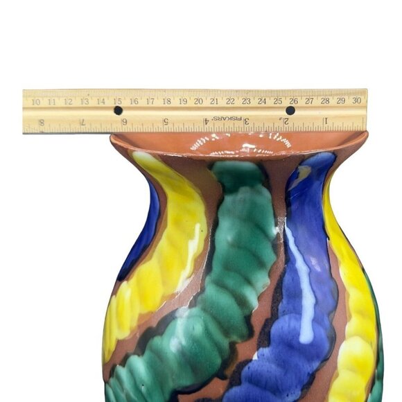 Large Talavera Tonala Vase Vessel Multicolor Pottery Signed F Guerrero G Mexico - Picture 4 of 15